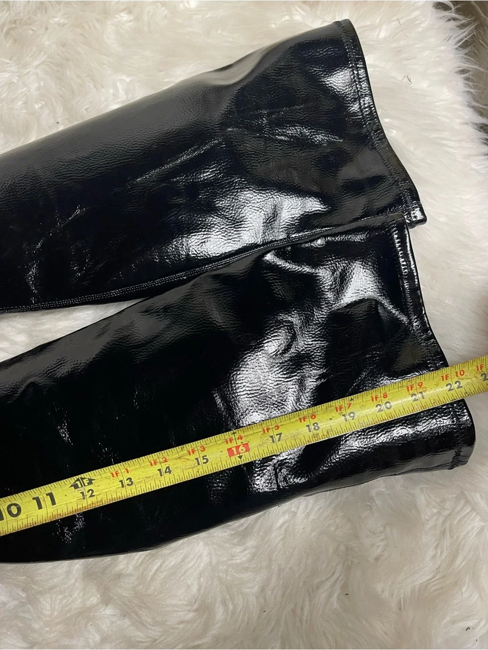 I.N.C Synthetic Black Patent Over-the-Knee heel Boots Square toe SZ10M
